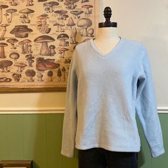 L.L. Bean Fleece Powder Blue Turtleneck Pull Over - Picture 1 of 4